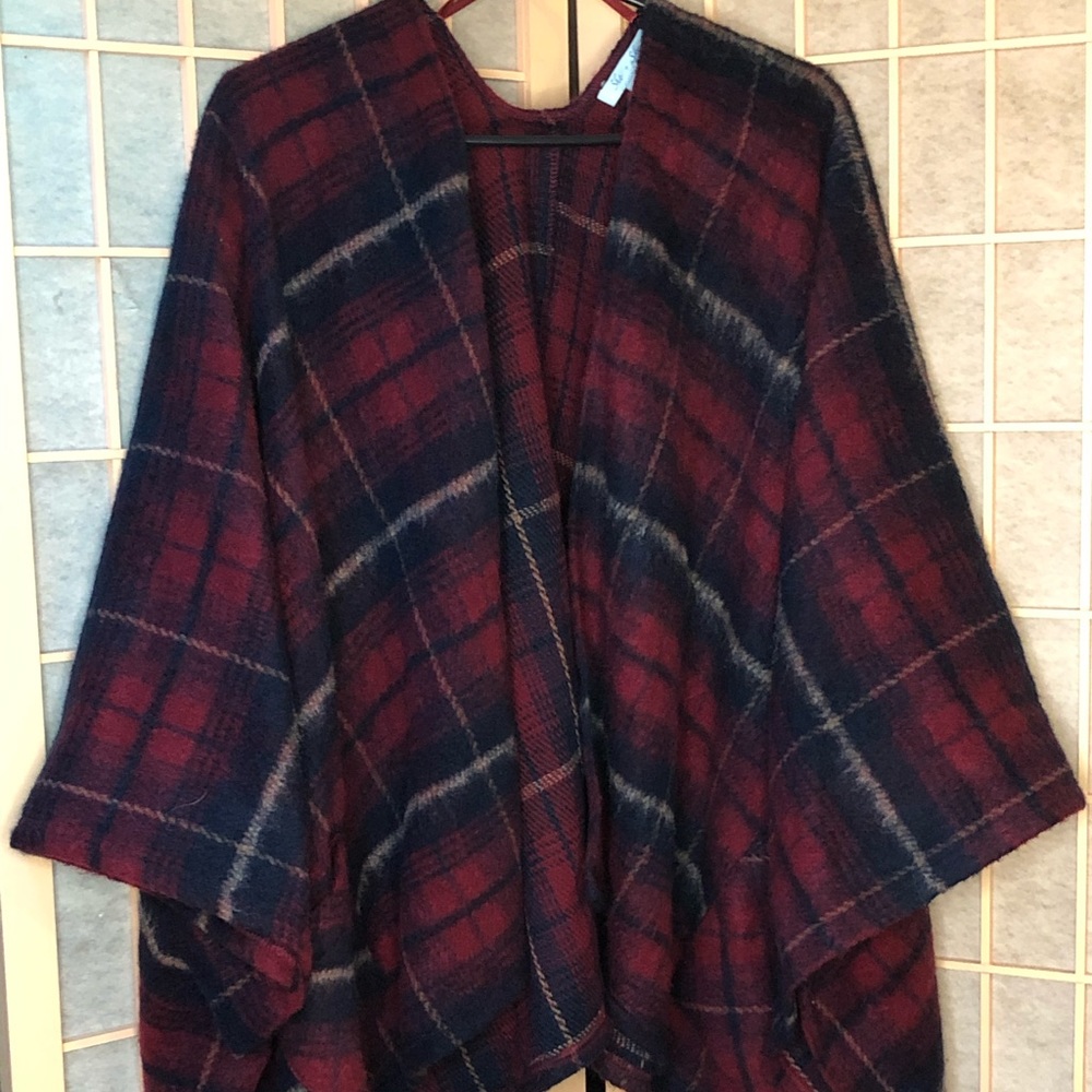 She and Sky Plaid Cape